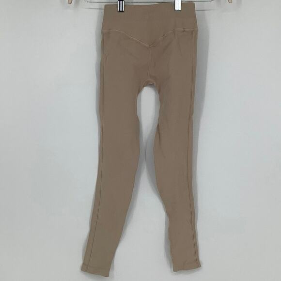 Spiritual Gangster Size M/L Beige Icon Leggings Ribbed High Waisted N4-2 - Picture 3 of 6